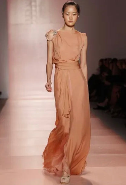 Jenny Packham Spring 2011 Look 13 Long chiffon terracotta dress