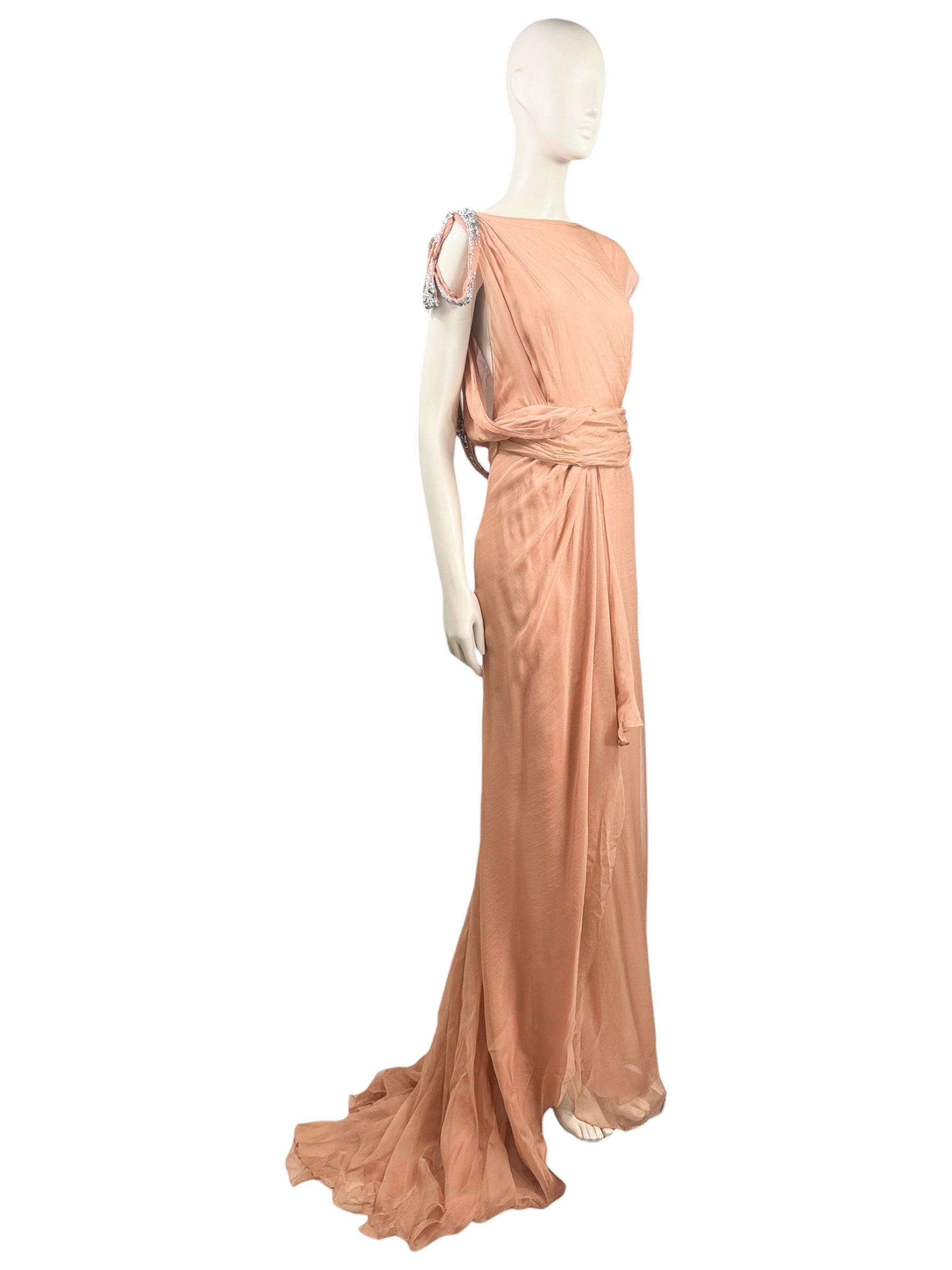 Jenny Packham Spring 2011 Look 13 Long chiffon terracotta dress