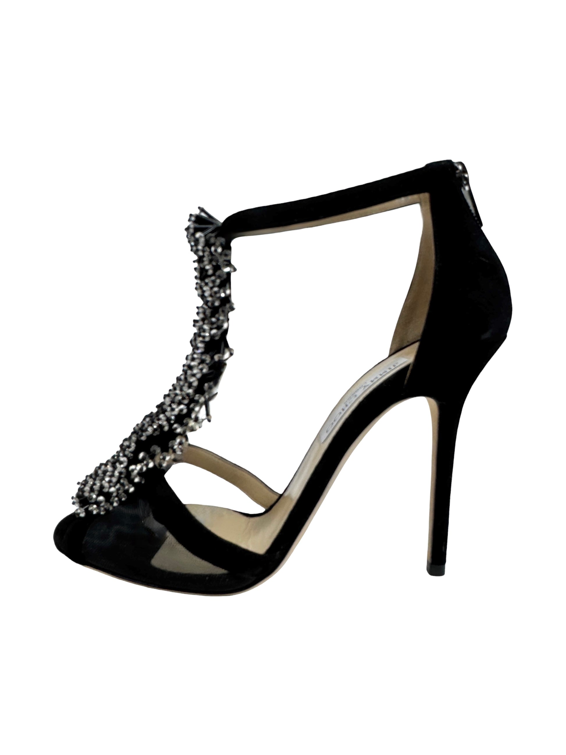 Jimmy Choo Feline black suede embroidered sandals