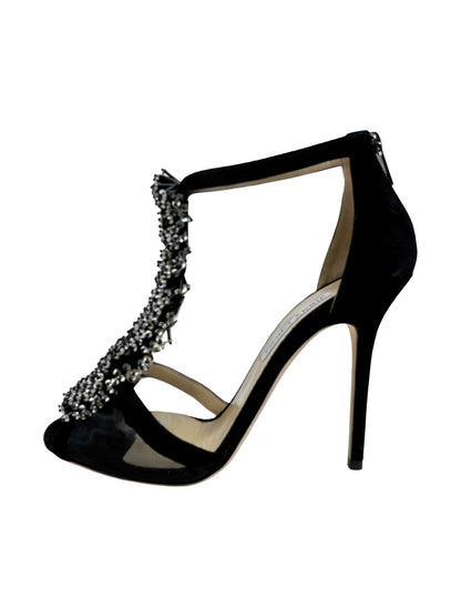 Jimmy Choo Feline black suede embroidered sandals