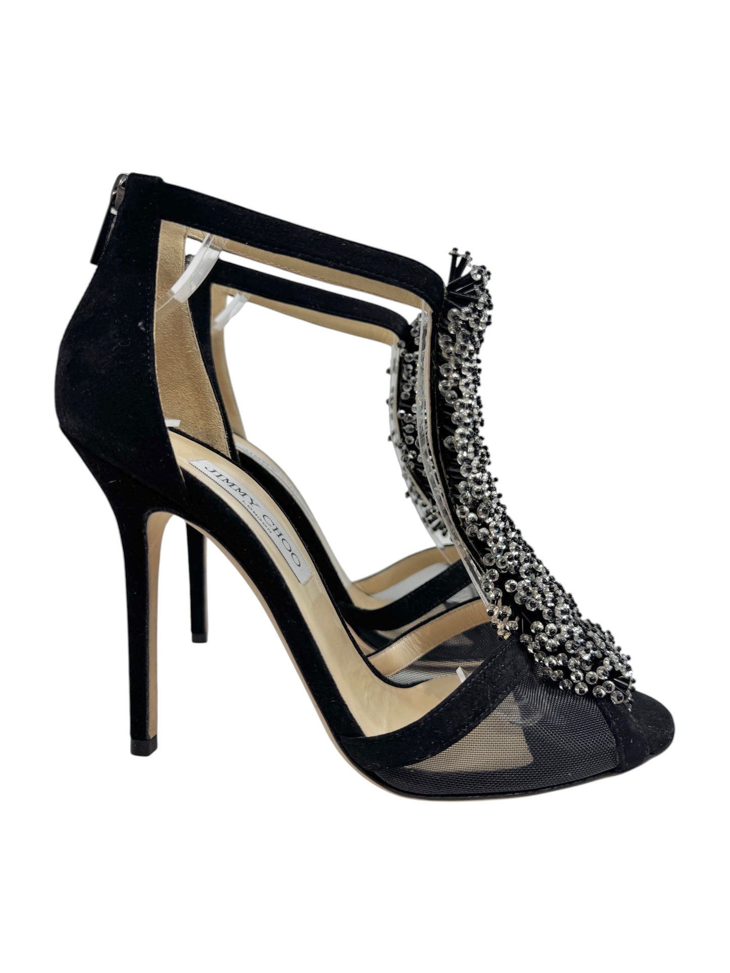 Jimmy Choo Feline black suede embroidered sandals