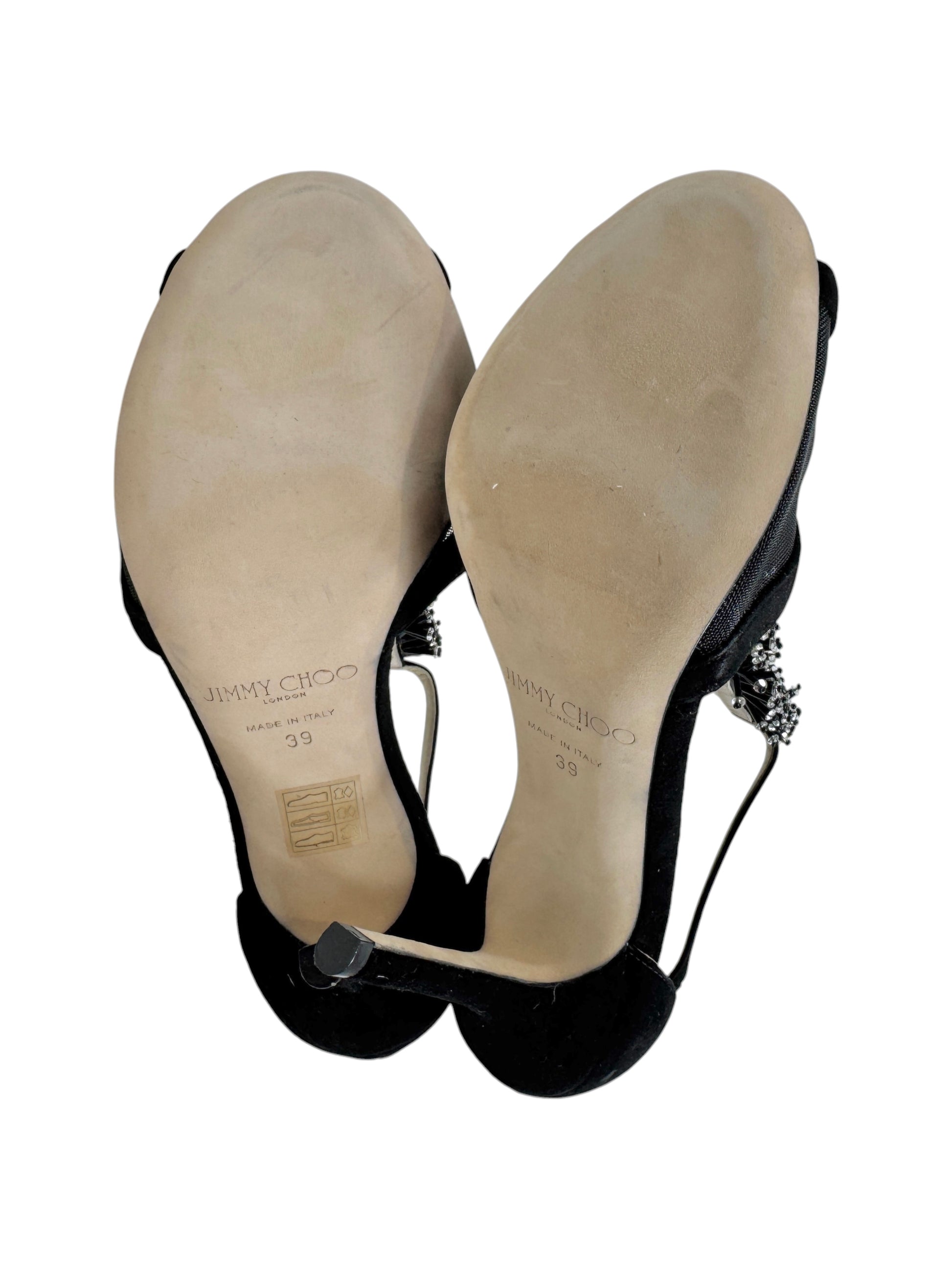 Jimmy Choo Feline black suede embroidered sandals