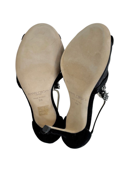 Jimmy Choo Feline black suede embroidered sandals