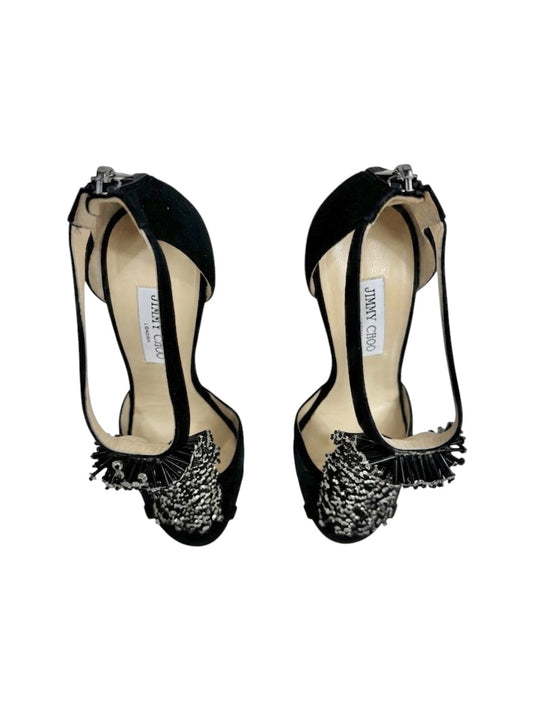 Jimmy Choo Feline black suede embroidered sandals