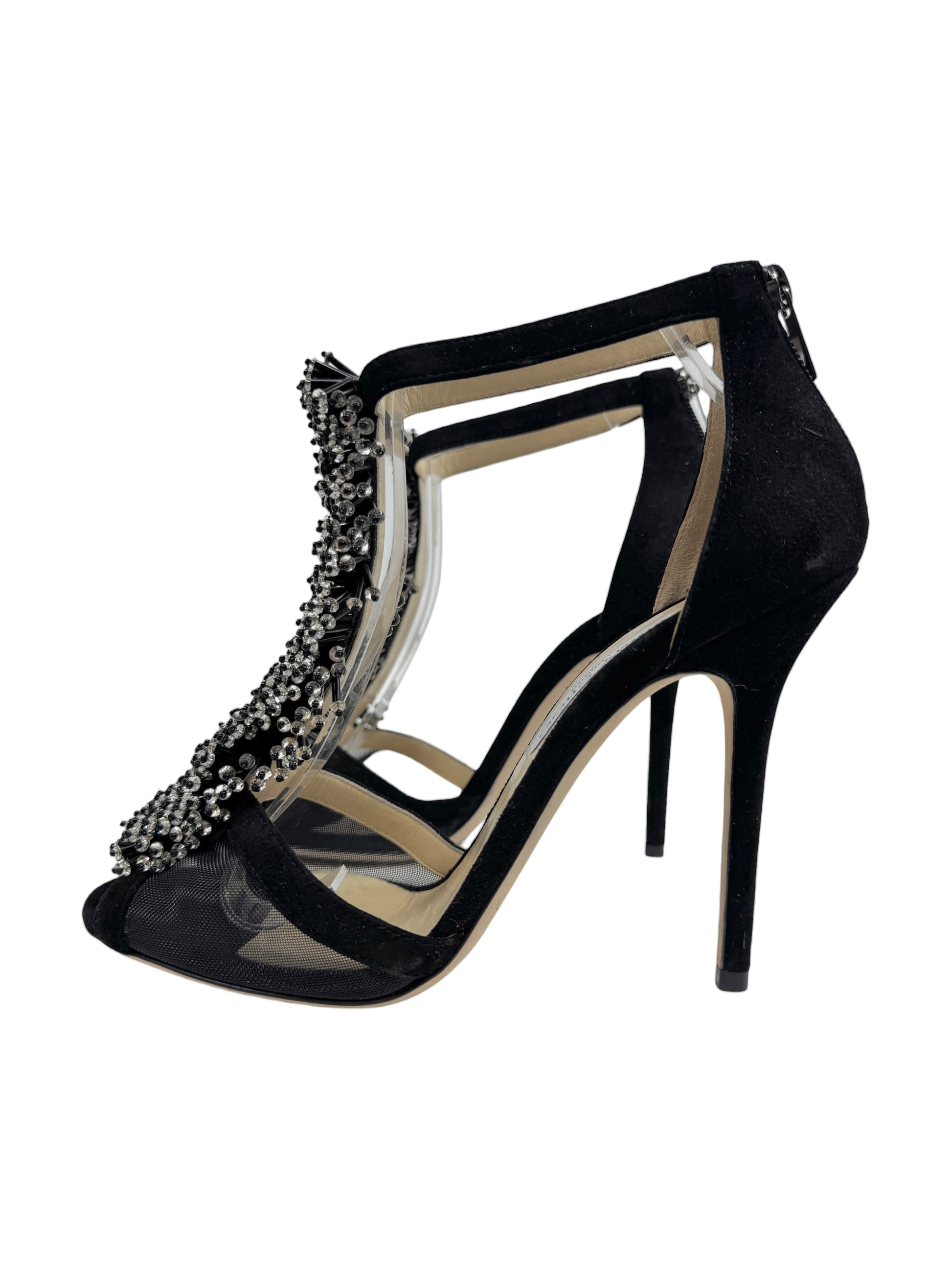 Jimmy Choo Feline black suede embroidered sandals