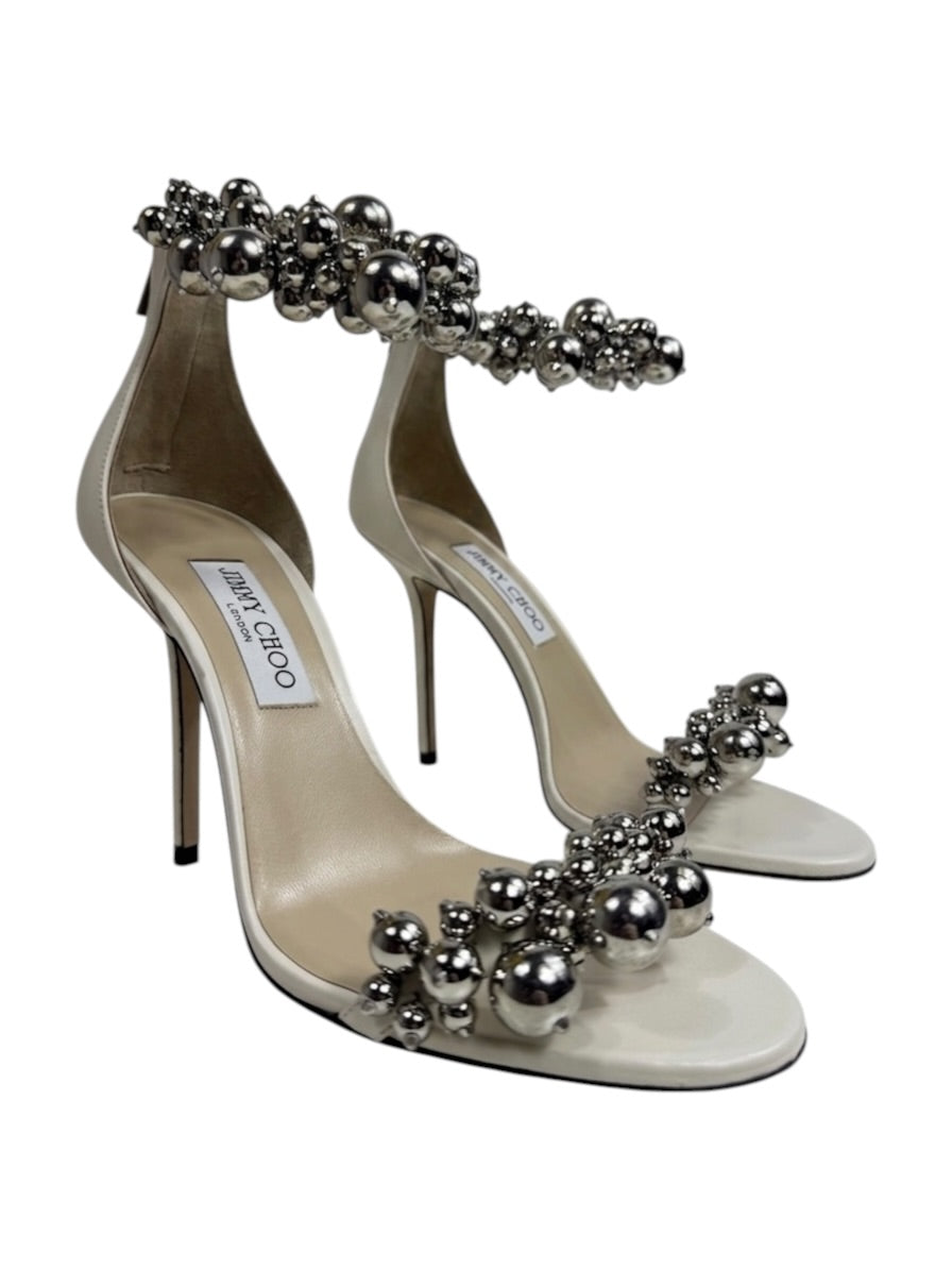 Jimmy Choo Maisel white sandal pearls