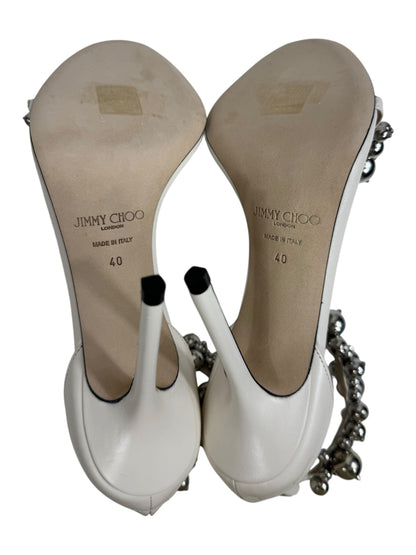 Jimmy Choo Maisel white sandal pearls