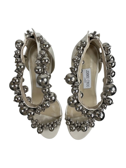 Jimmy Choo Maisel white sandal pearls