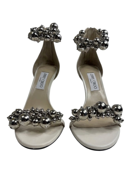 Jimmy Choo Maisel white sandal pearls