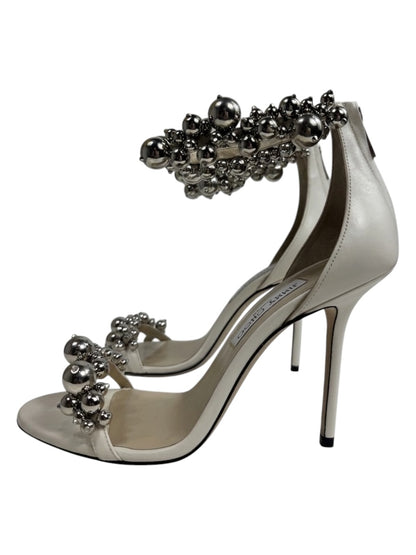 Jimmy Choo Maisel white sandal pearls