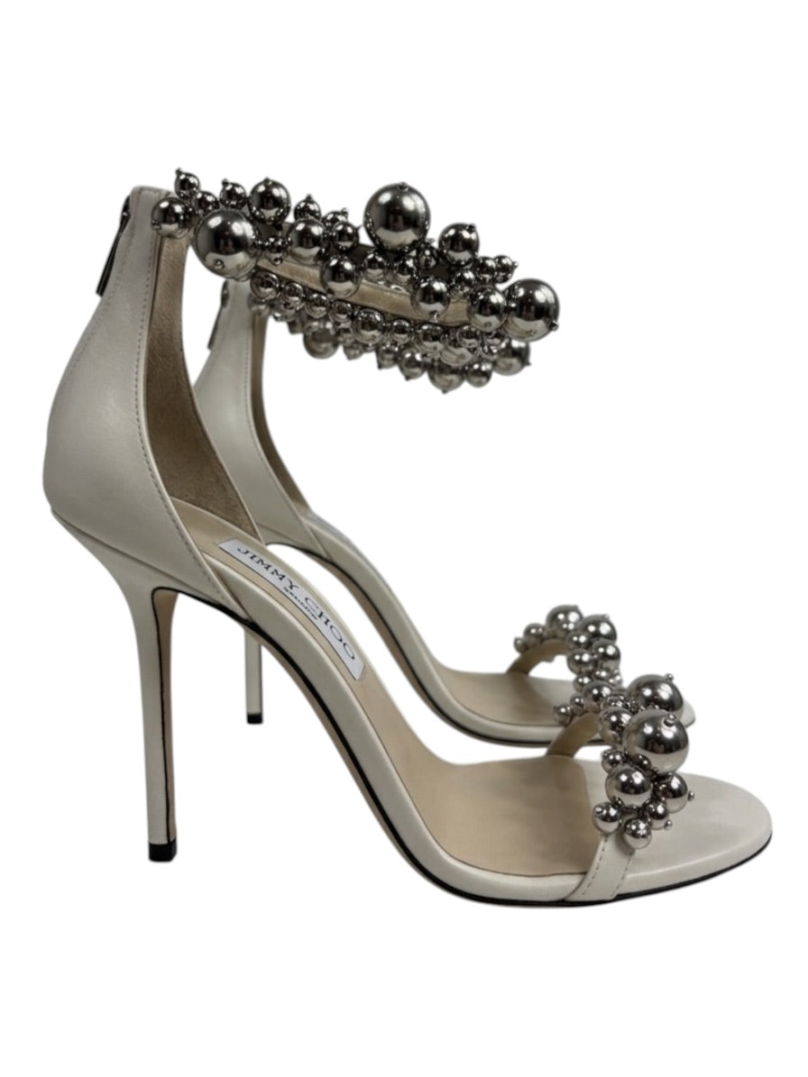 Jimmy Choo Maisel white sandal pearls