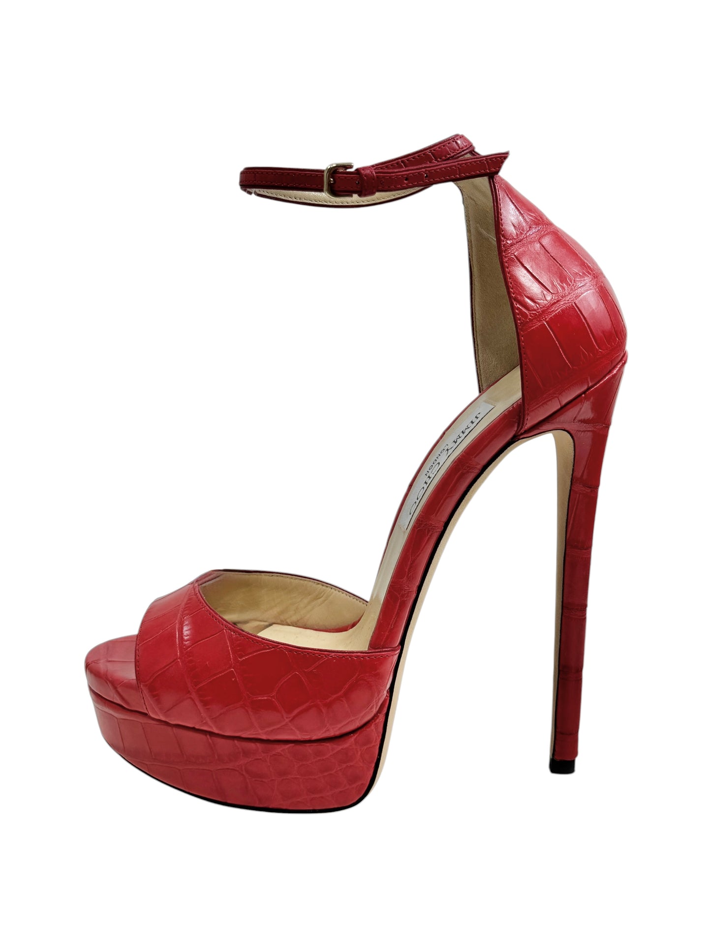 Jimmy Choo Max pumps red crocodile embossed
