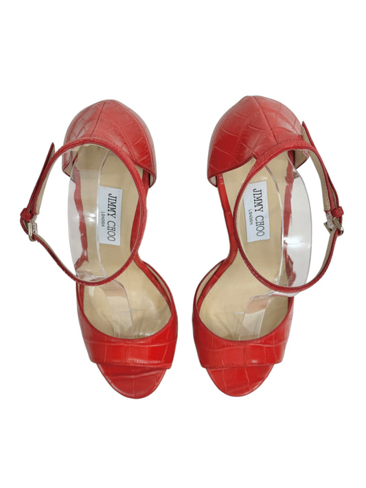 Jimmy Choo Max pumps red crocodile embossed