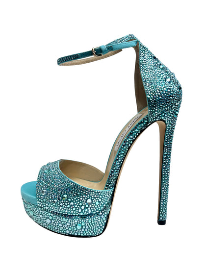 Jimm Choo Swarovski Max turquoise  crystal pumps