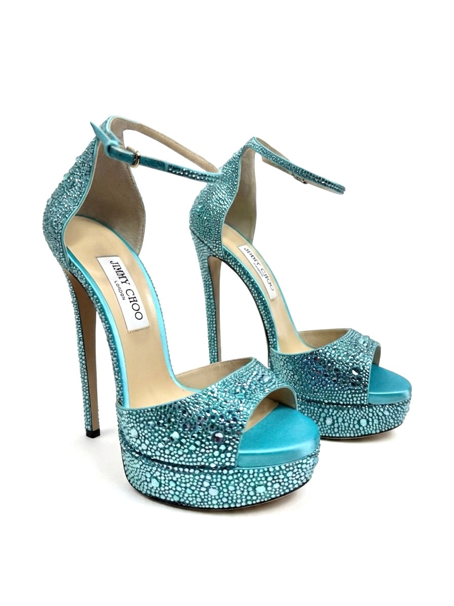 Jimmy Choo Swarovski Max turquoise  crystal pumps