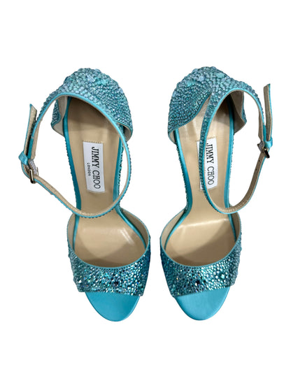 Jimm Choo Swarovski Max turquoise  crystal pumps