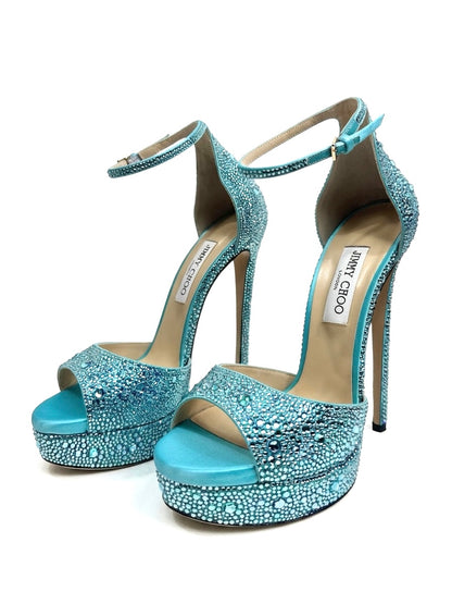 Jimm Choo Swarovski Max turquoise  crystal pumps