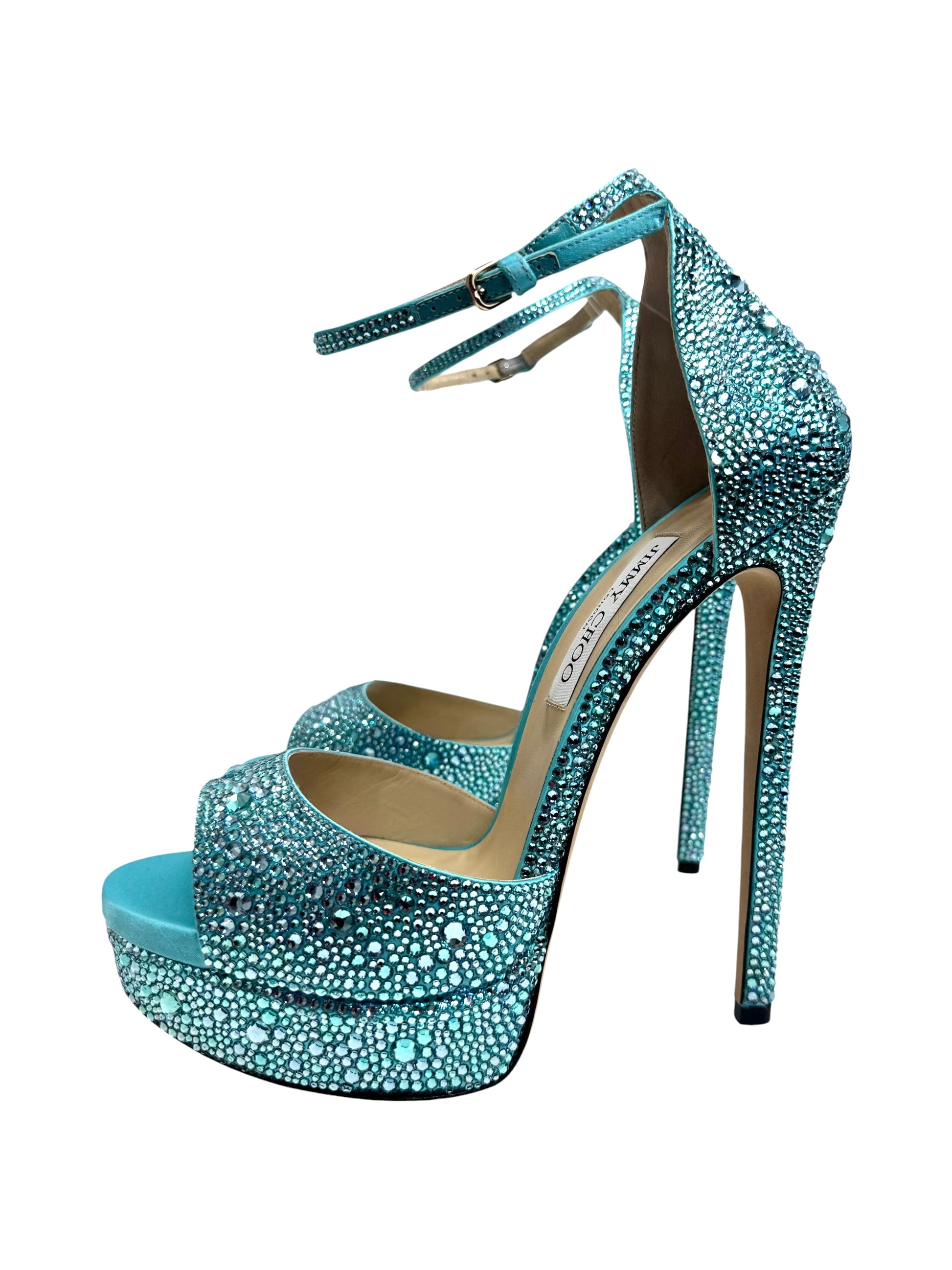 Jimm Choo Swarovski Max turquoise  crystal pumps