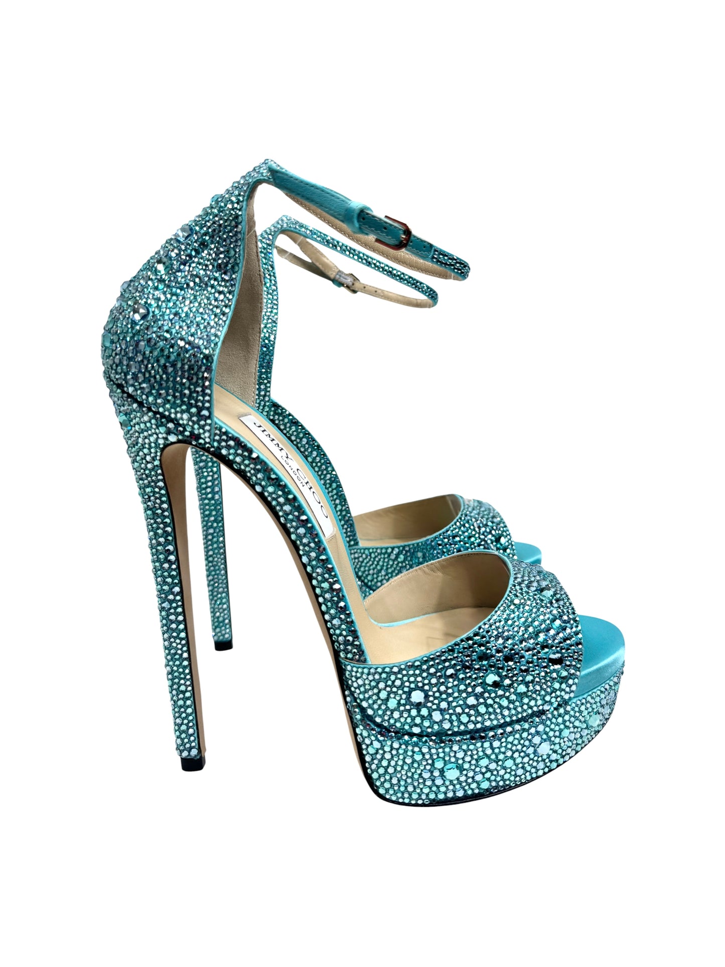 Jimmy Choo Swarovski Max turquoise  crystal pumps