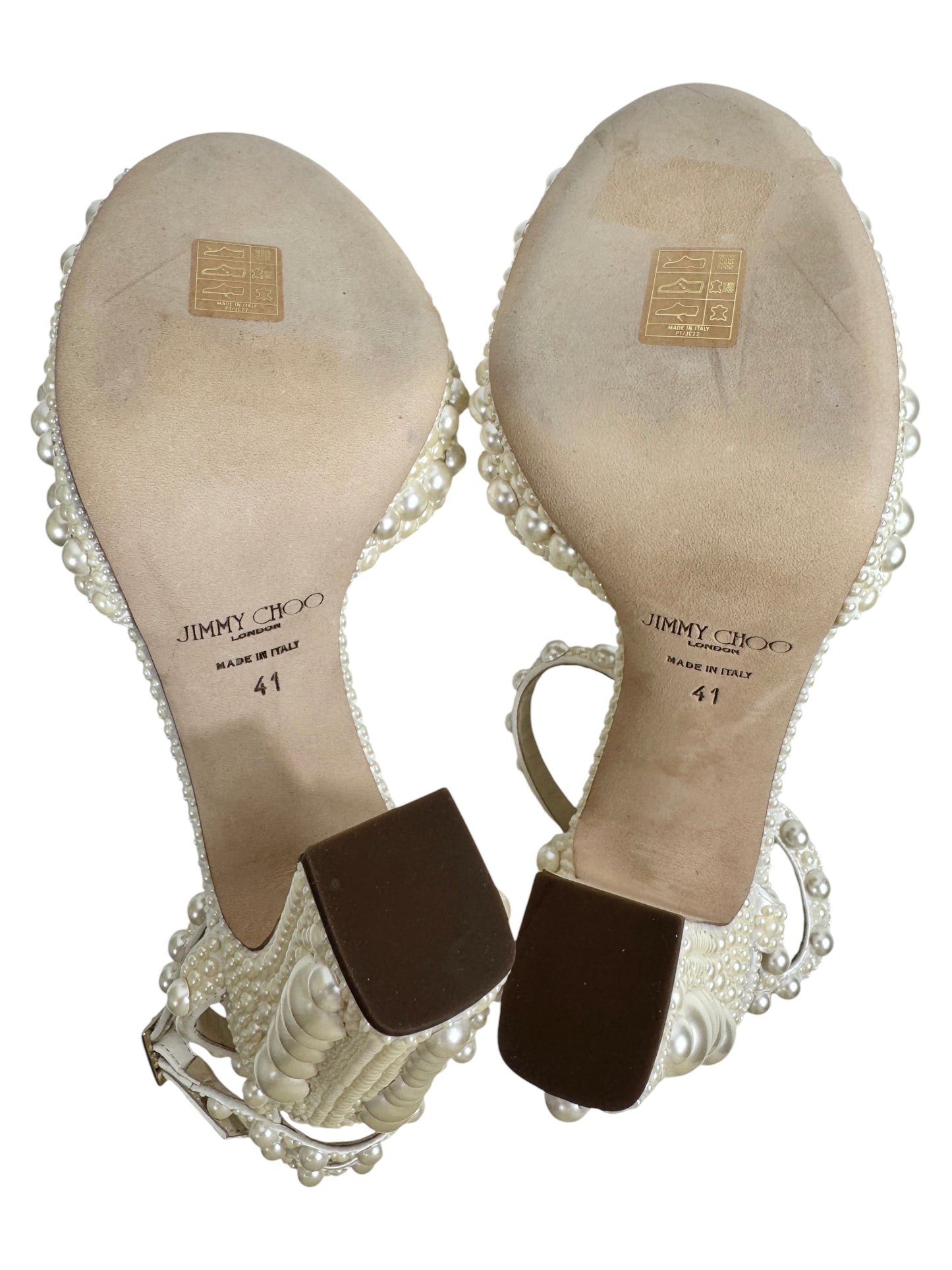 Jimmy Choo white sacaria pearls sandal