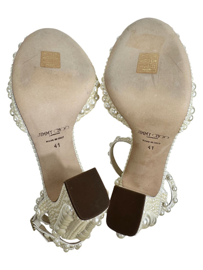 Jimmy Choo white sacaria pearls sandal