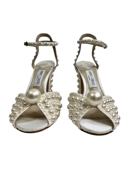 Jimmy Choo white sacaria pearls sandal