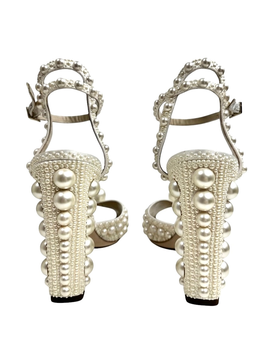 Jimmy Choo white sacaria pearls sandal
