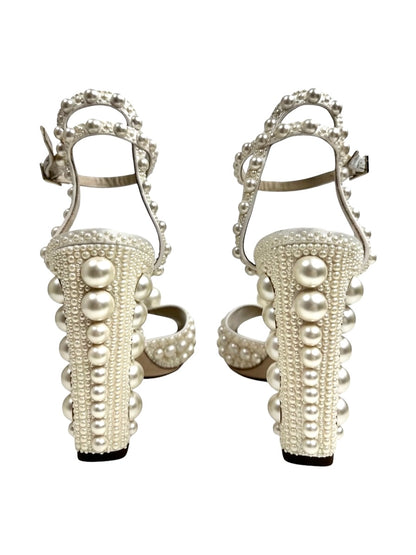 Jimmy Choo white sacaria pearls sandal