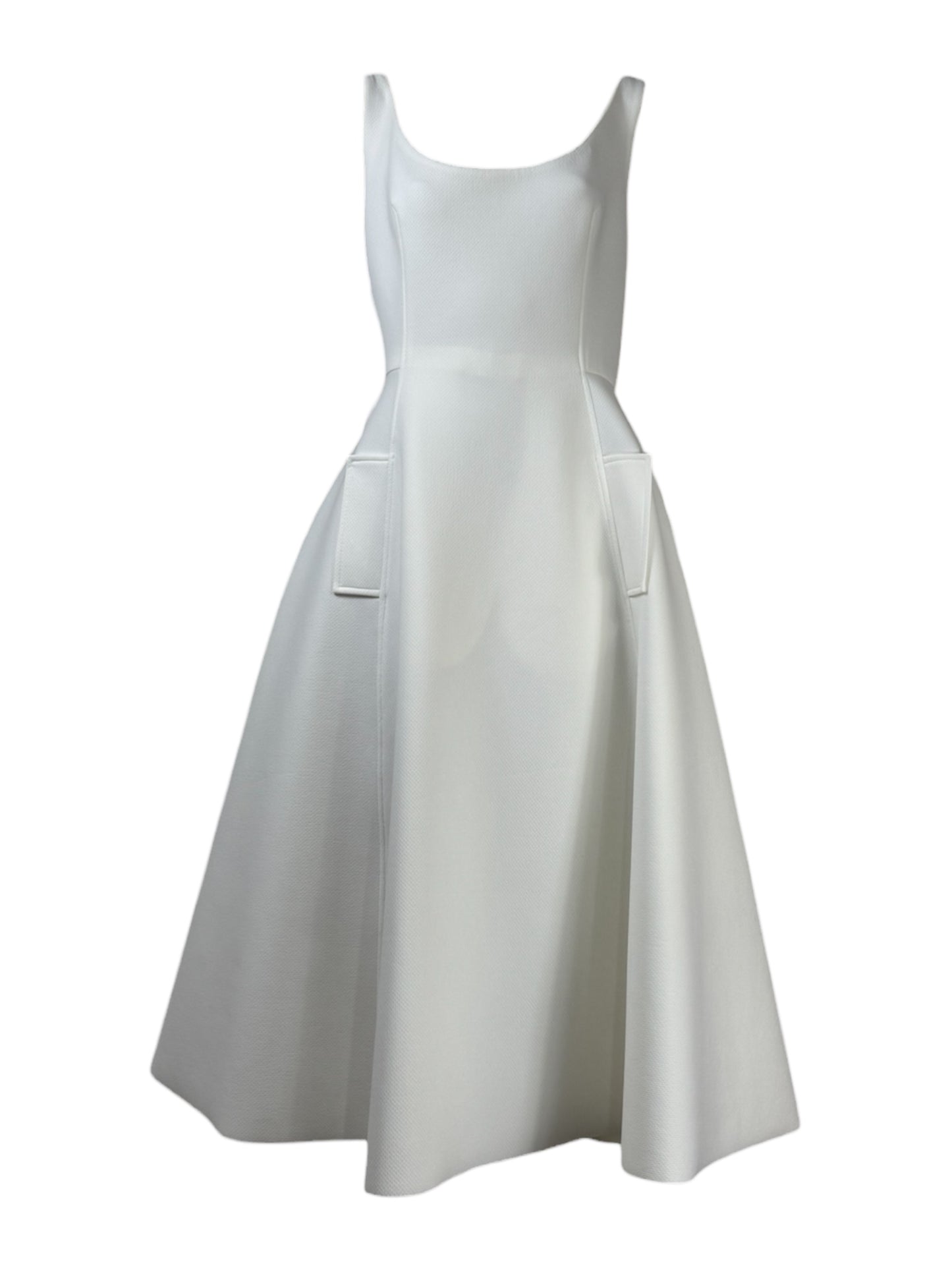 Lanvin Alber Elbaz Spring Summer 2014 sleeveless white knit dress