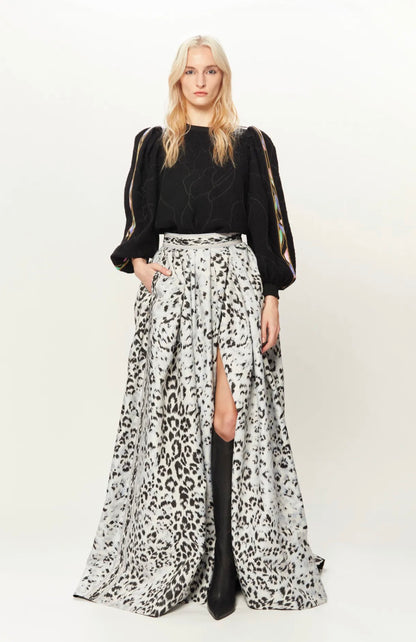 Leonard Georg Lux Fall 2022 Look 1 Maxi satin leopard printed skirt