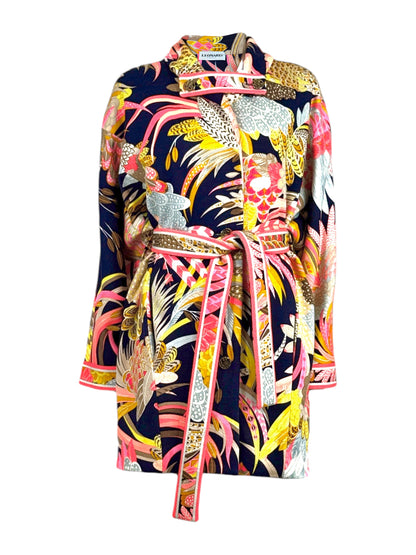 Leonard Long wool belted floral jacket