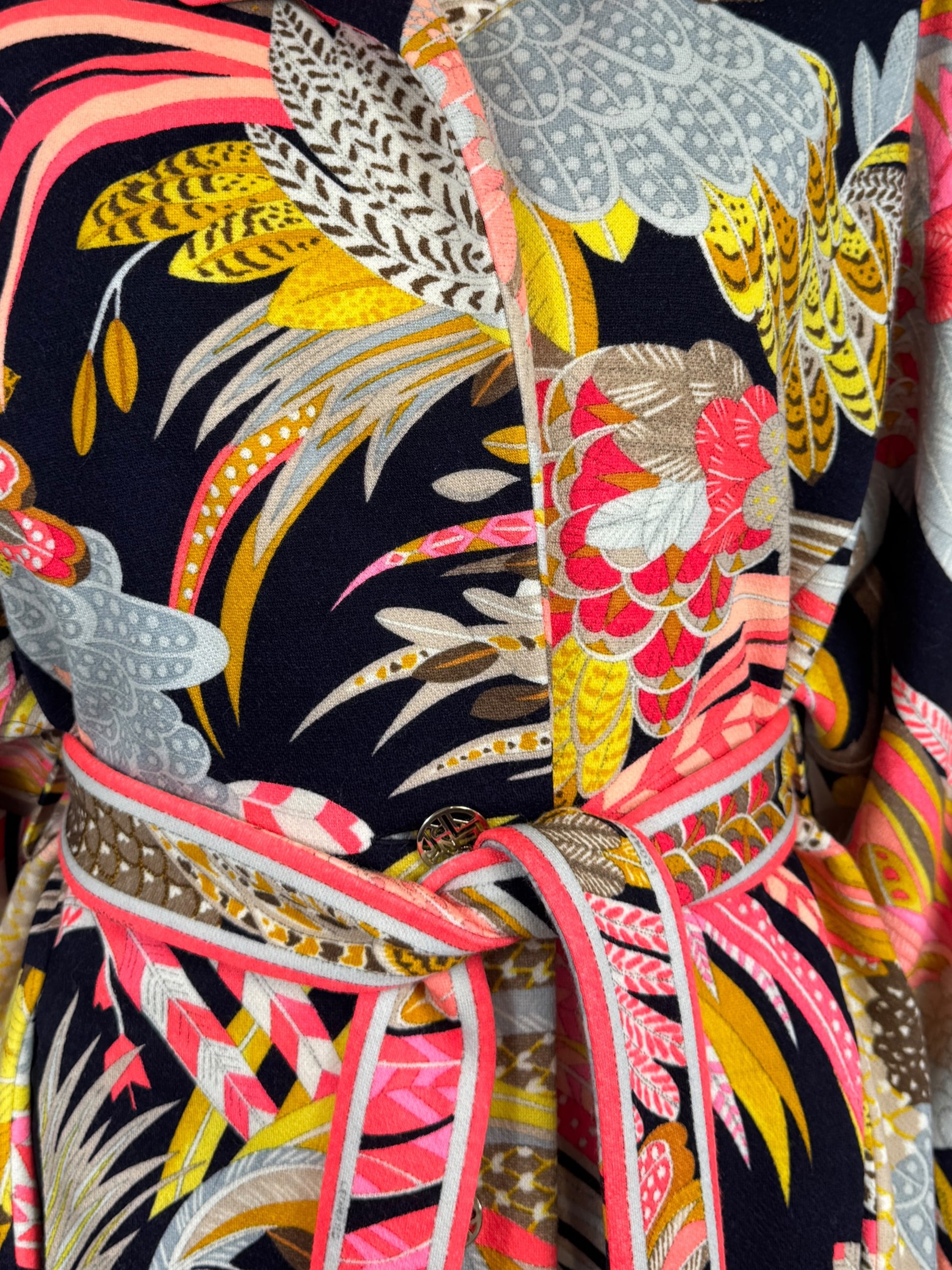 Leonard Long wool belted floral jacket