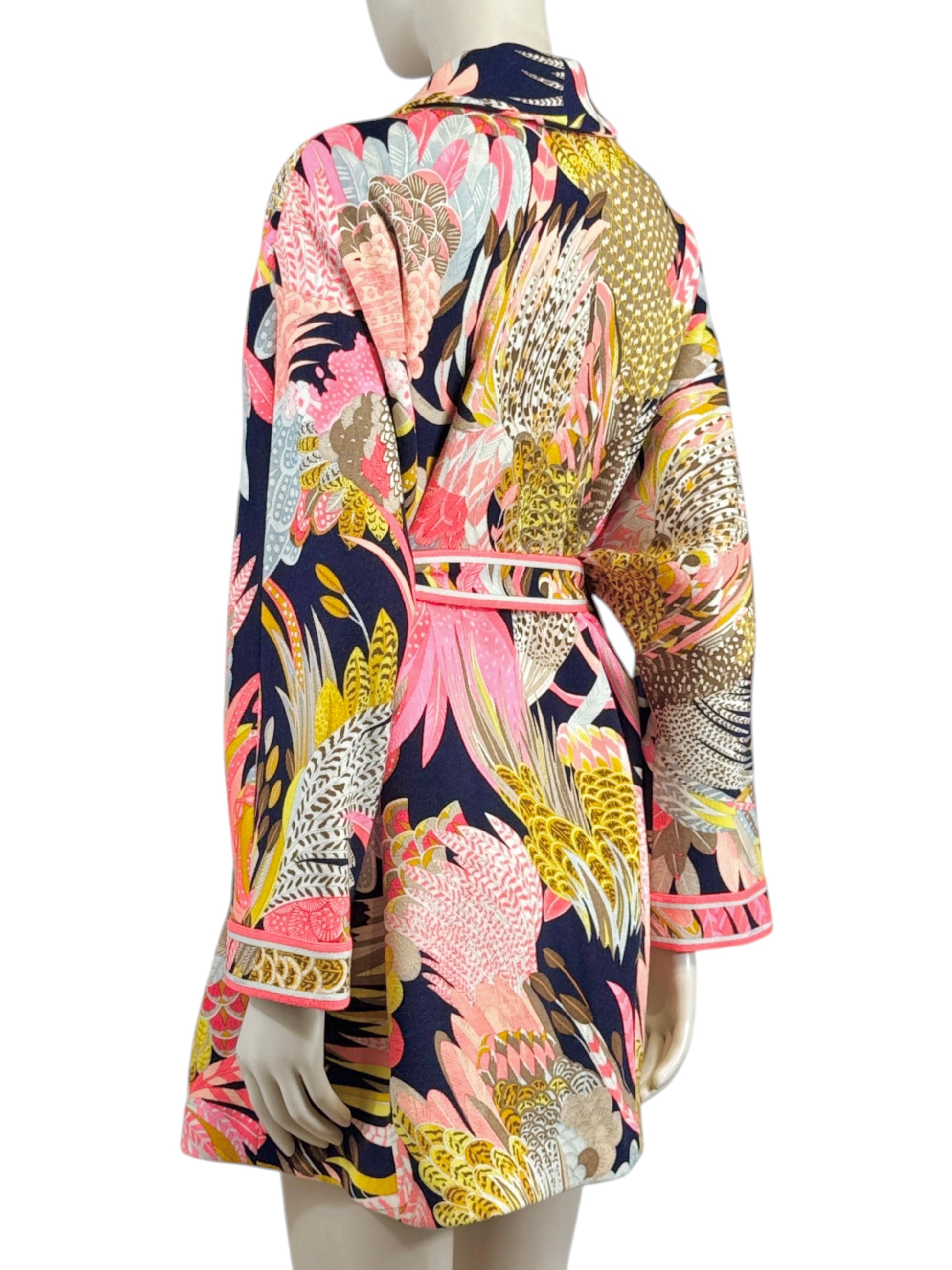 Leonard Long wool belted floral jacket
