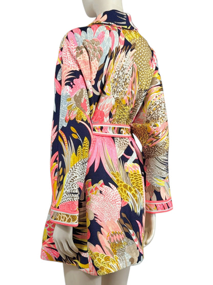 Leonard Long wool belted floral jacket
