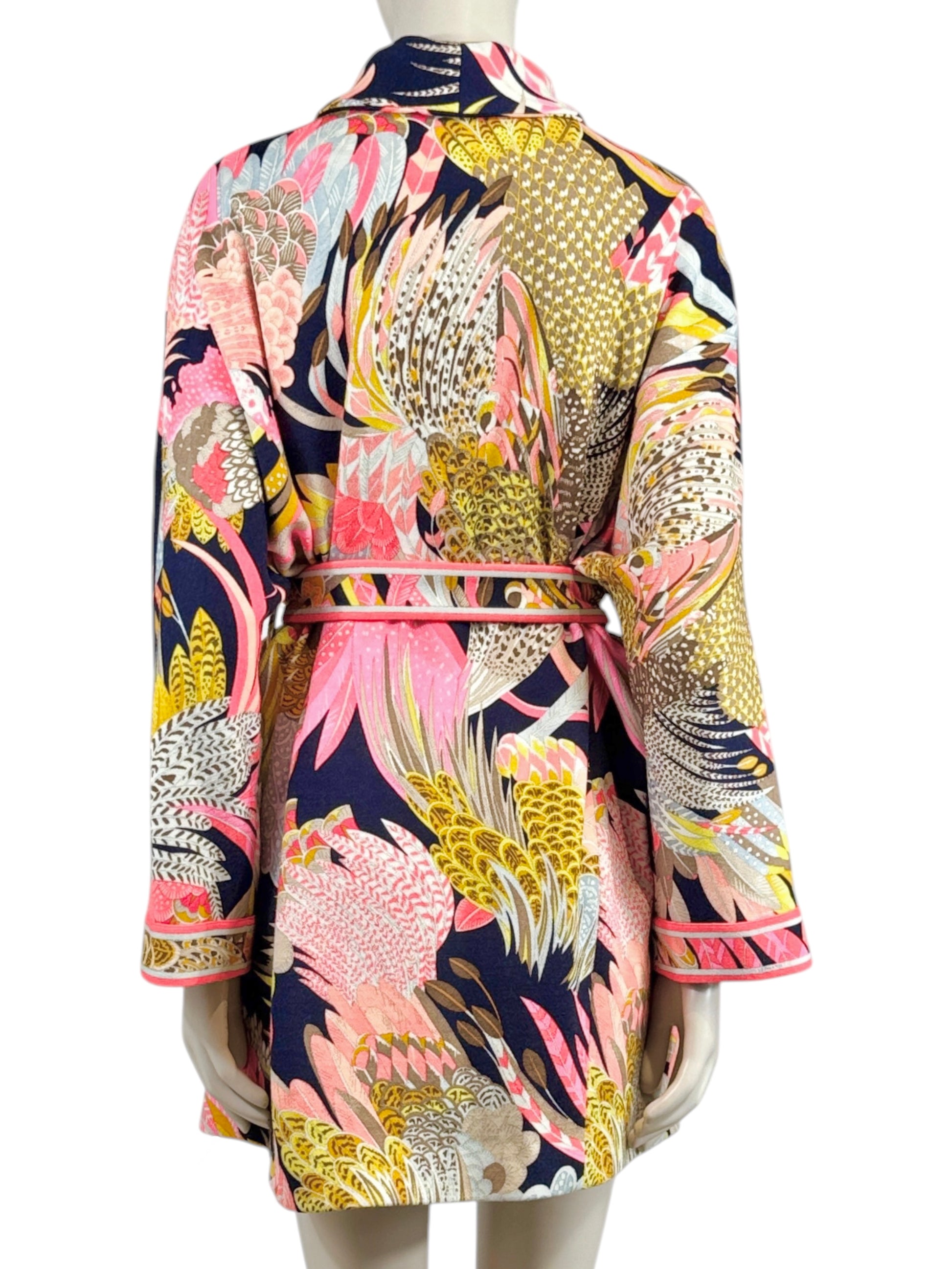 Leonard Long wool belted floral jacket