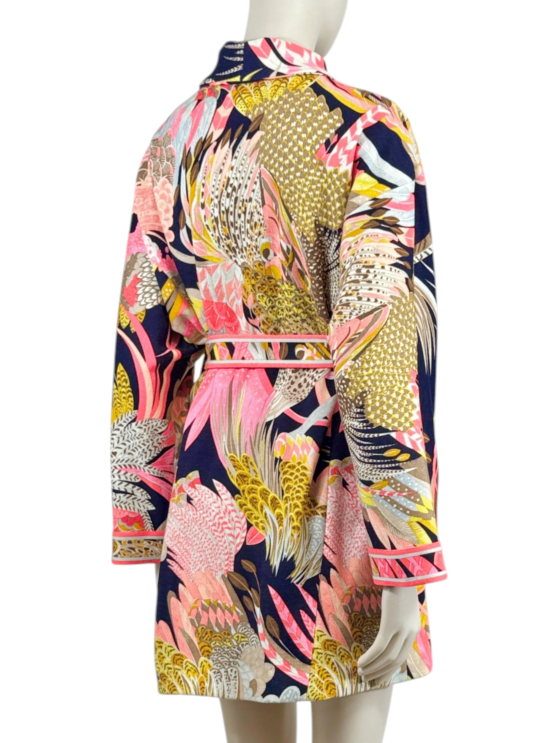 Leonard Long wool belted floral jacket