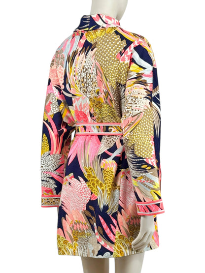 Leonard Long wool belted floral jacket