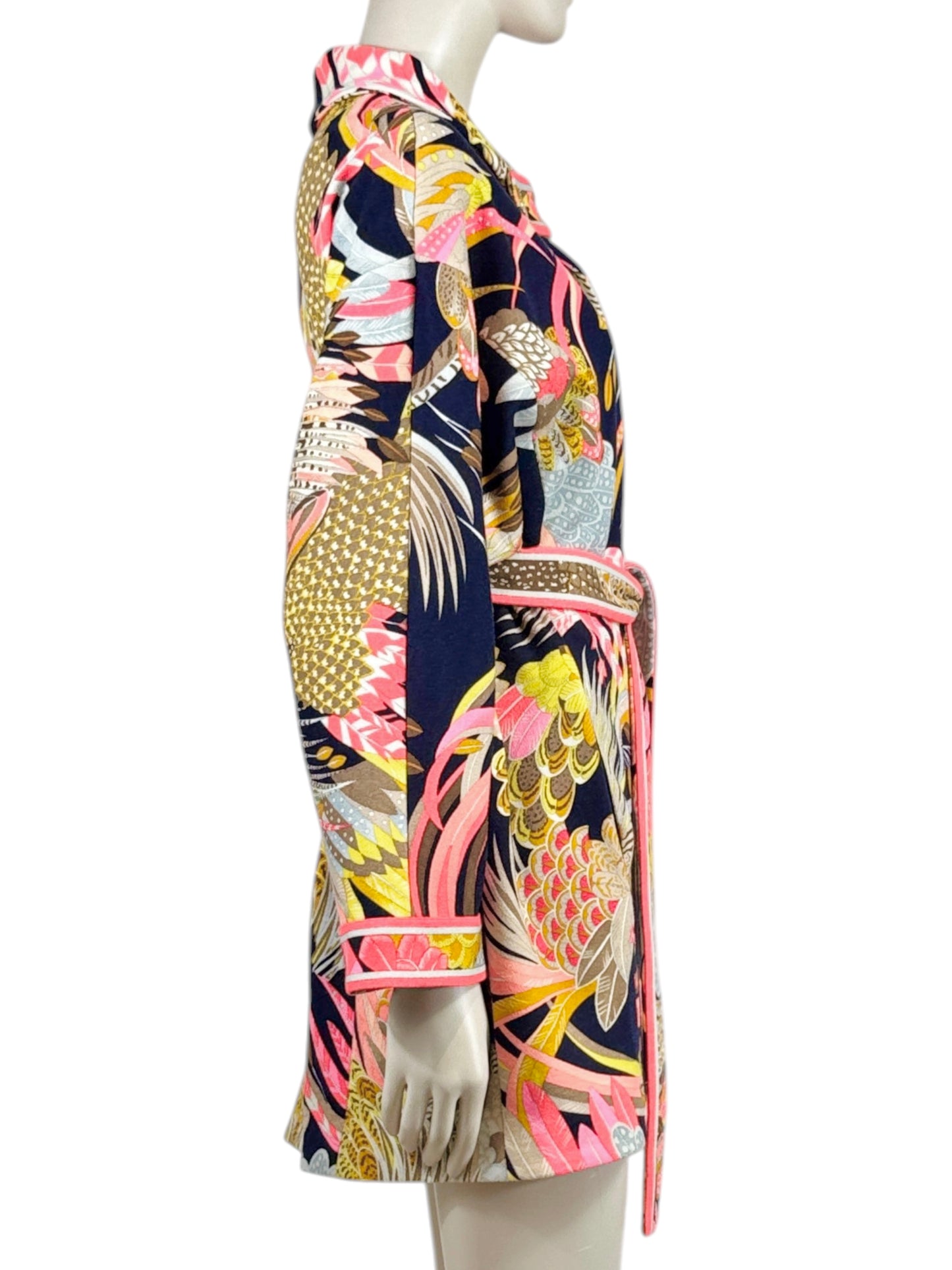 Leonard Long wool belted floral jacket