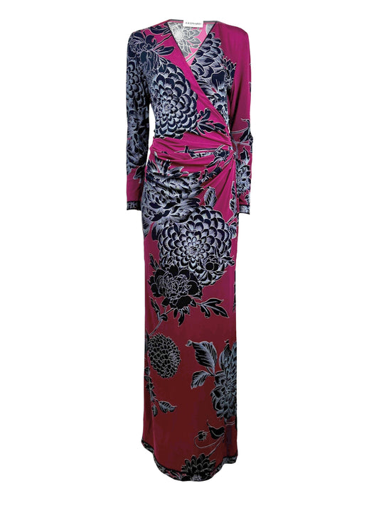 Leonard maxi dress burgundy floral print