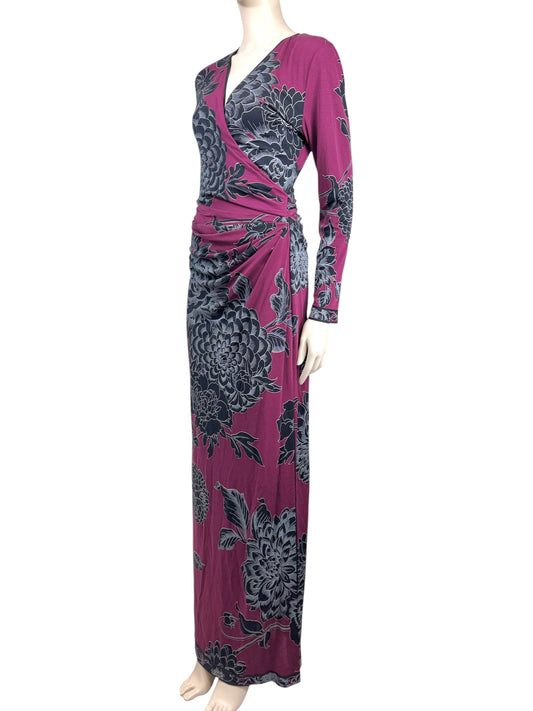 Leonard maxi dress burgundy floral print