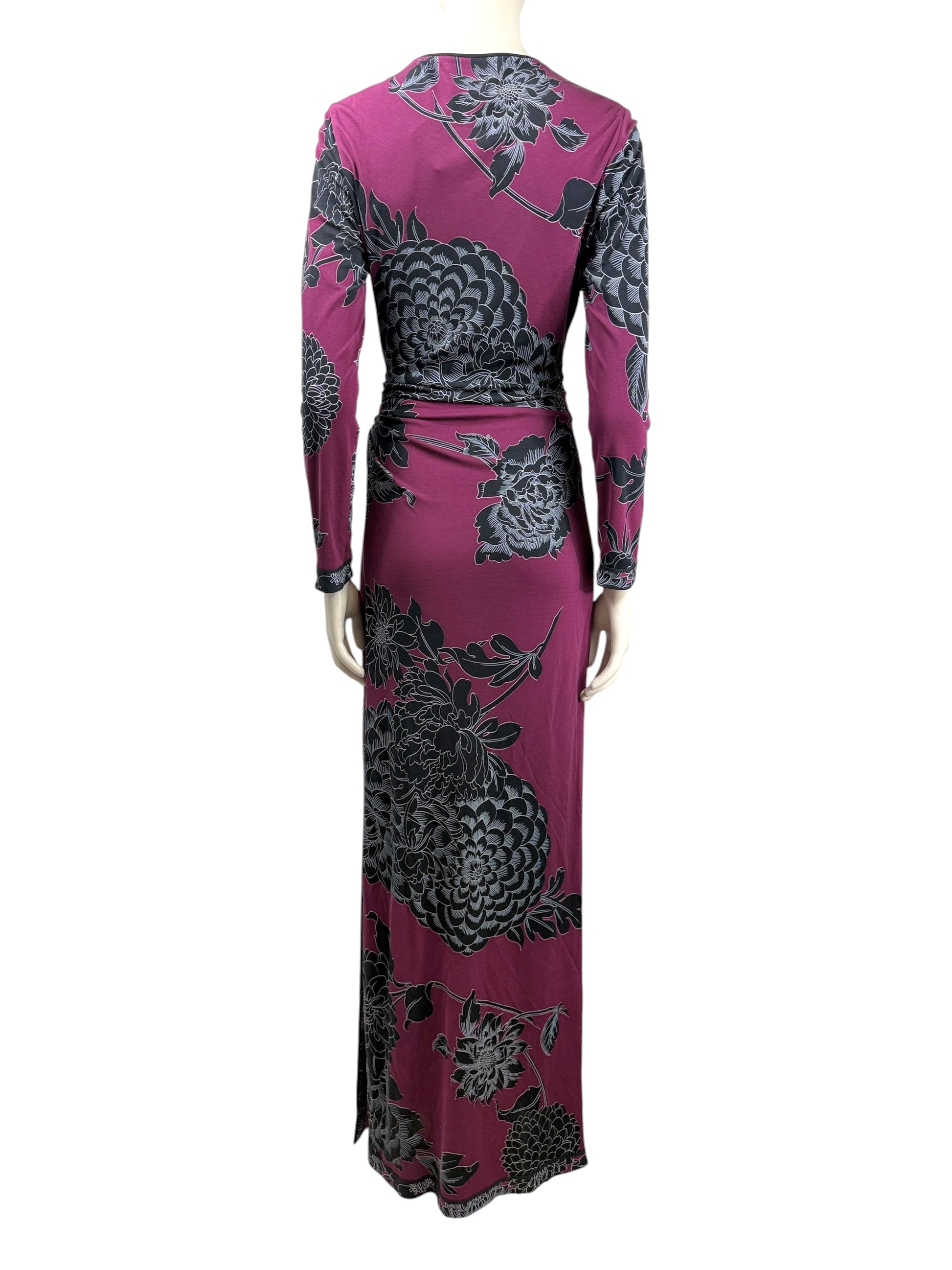 Leonard maxi dress burgundy floral print
