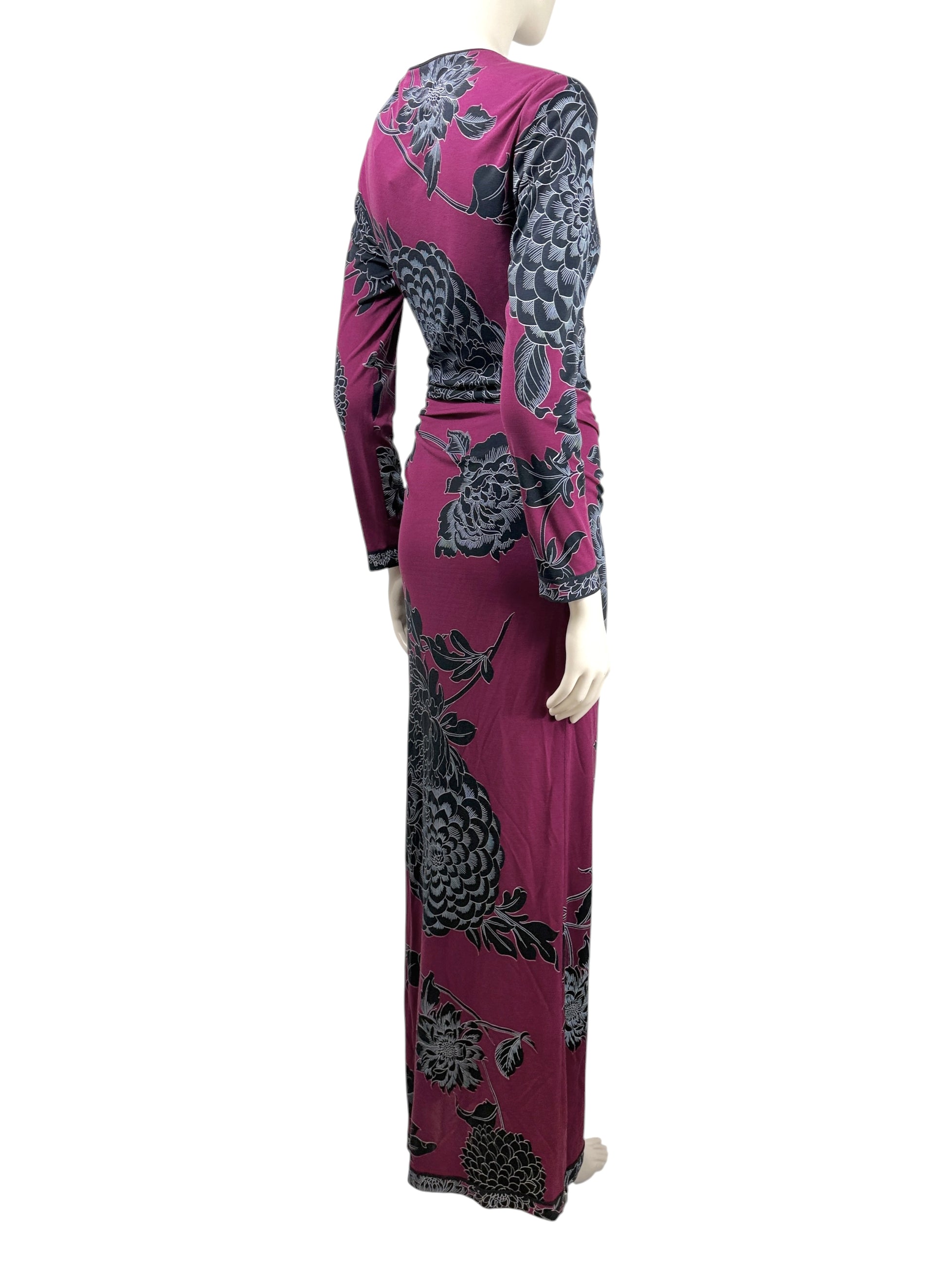 Leonard maxi dress burgundy floral print