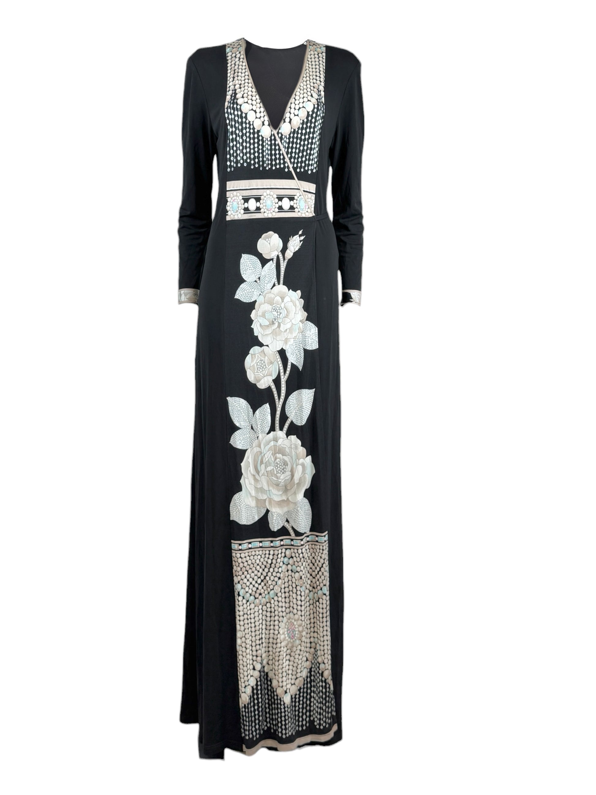 Leonard maxi jersey printed wrap dress