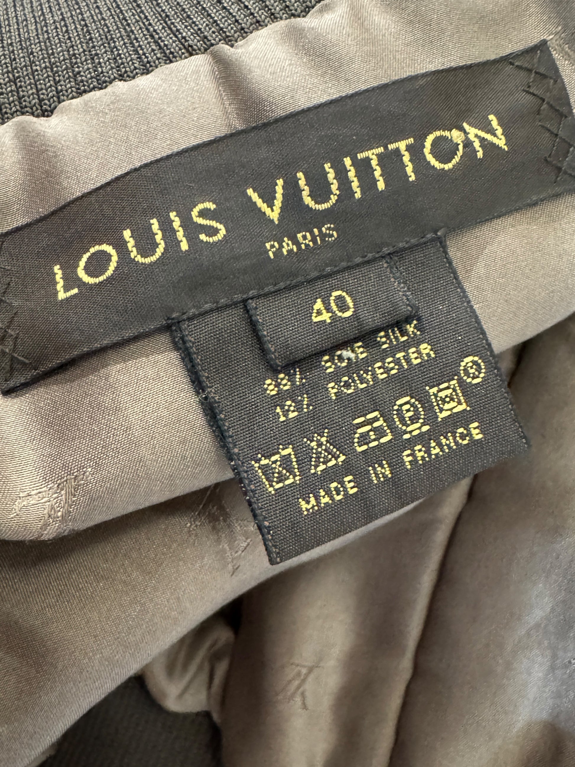Louis Vuitton Marc Jacobs 2011 Taupe shiny silk Monogram bomber jacket