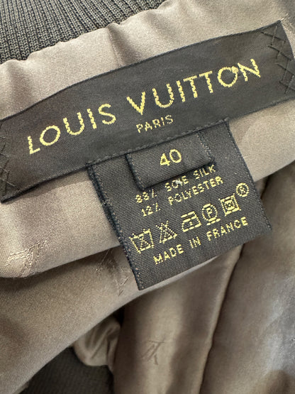 Louis Vuitton Marc Jacobs 2011 Taupe shiny silk Monogram bomber jacket