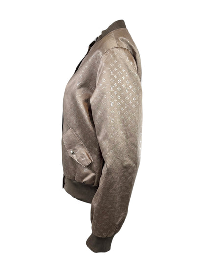 Louis Vuitton Marc Jacobs 2011 Taupe shiny silk Monogram bomber jacket
