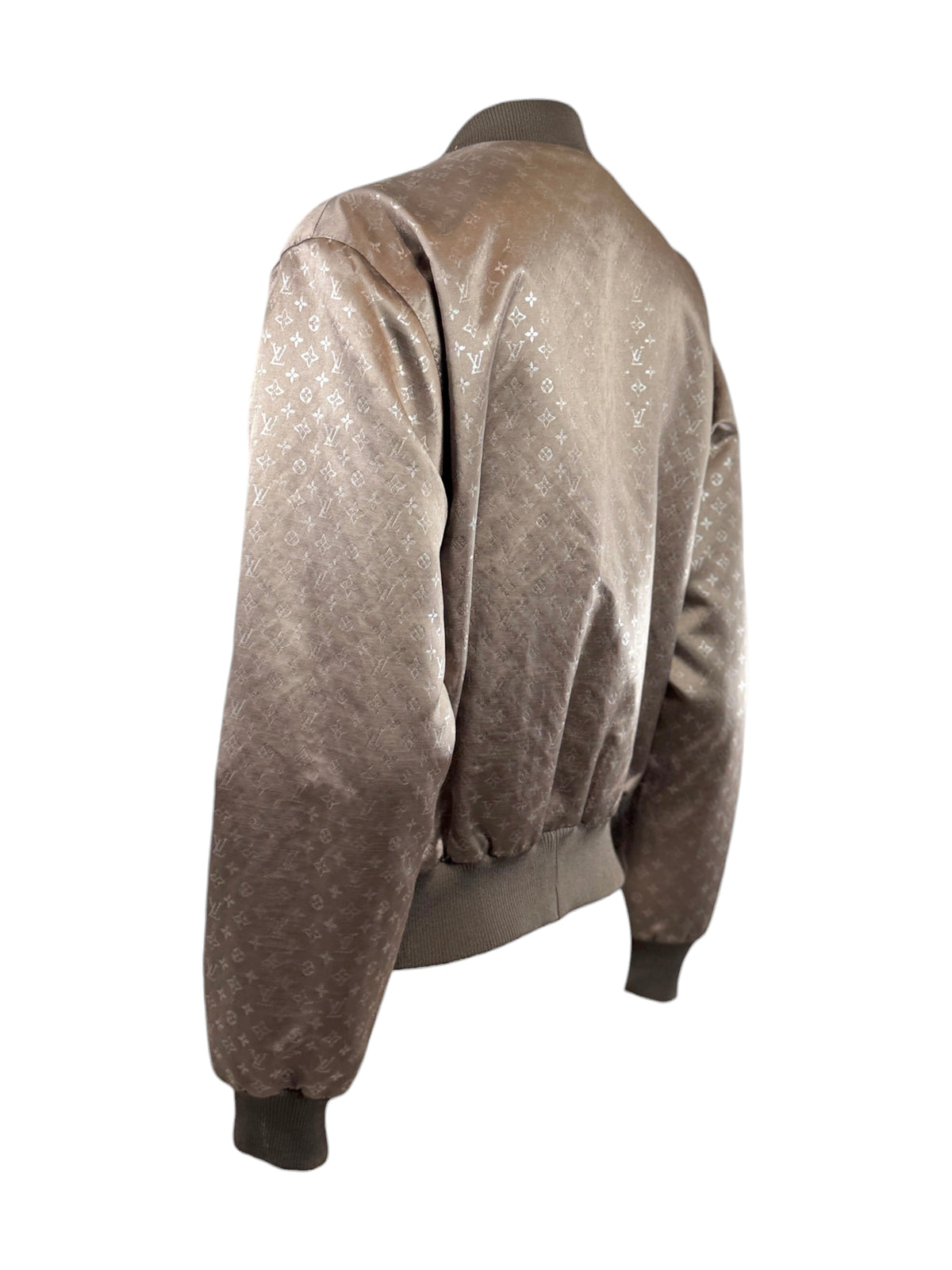 Louis Vuitton Marc Jacobs 2011 Taupe shiny silk Monogram bomber jacket