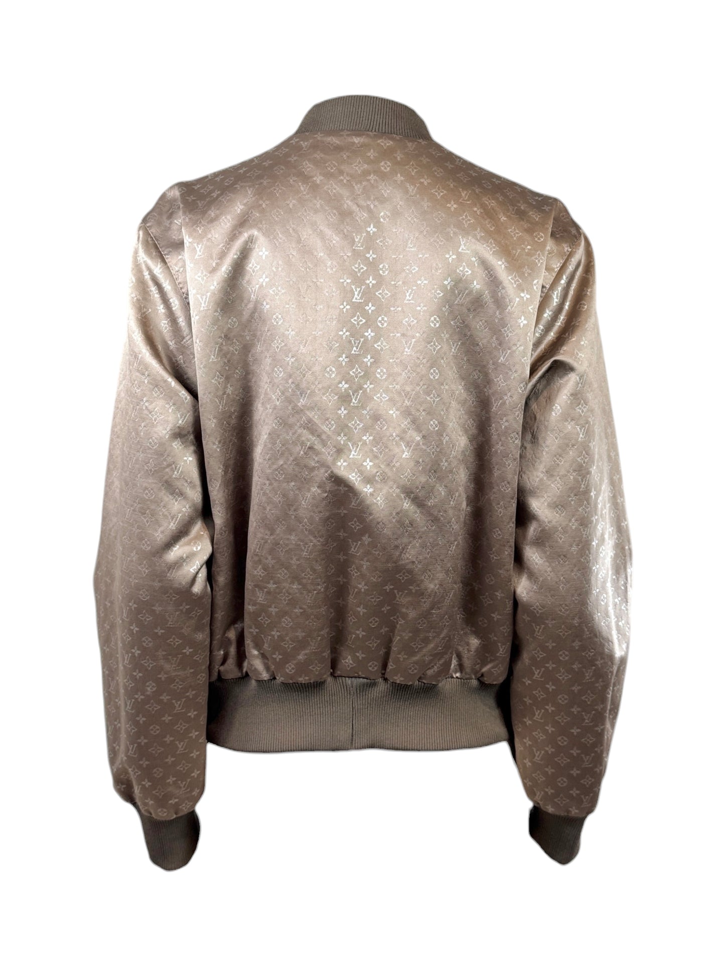 Louis Vuitton Marc Jacobs 2011 Taupe shiny silk Monogram bomber jacket