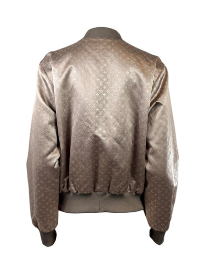 Louis Vuitton Marc Jacobs 2011 Taupe shiny silk Monogram bomber jacket