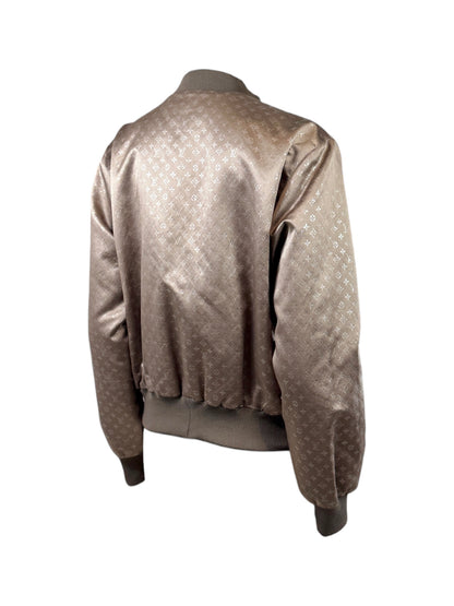 Louis Vuitton Marc Jacobs 2011 Taupe shiny silk Monogram bomber jacket